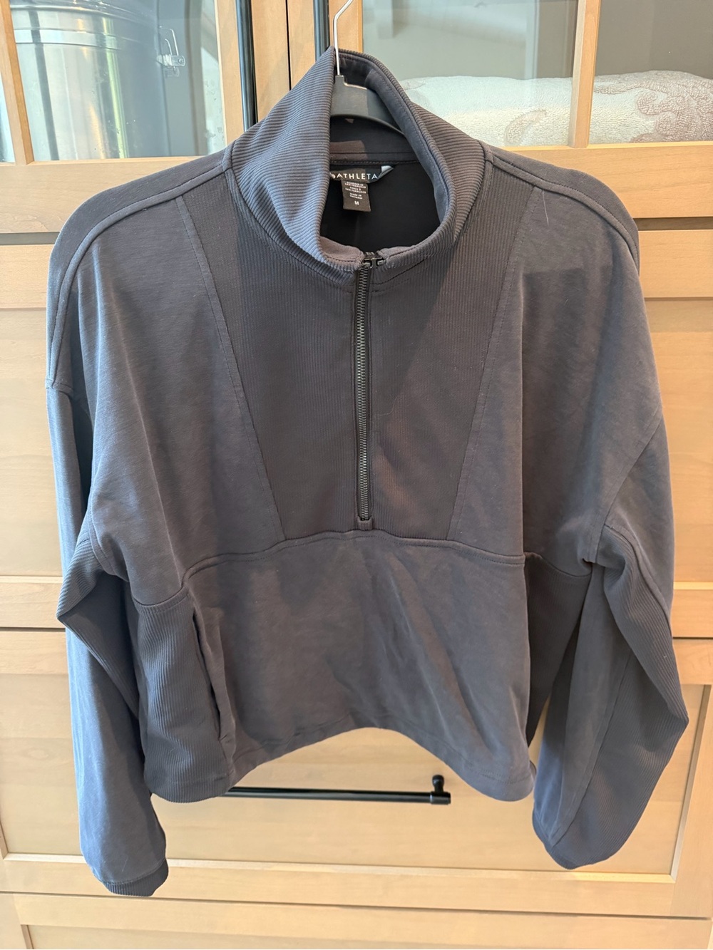Athleta Charcoal Gray Half-Zip Cowl Pullover